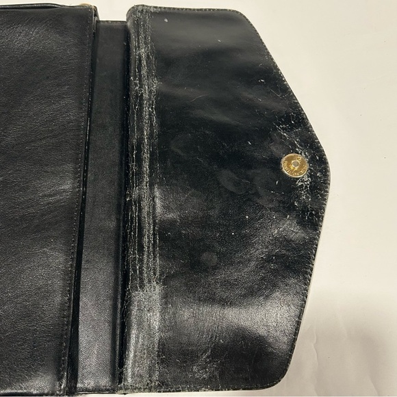 Vintage Donnio Italian Black Leather Satchel Purse with Sunburst Design, Unique - Picture 14 of 16